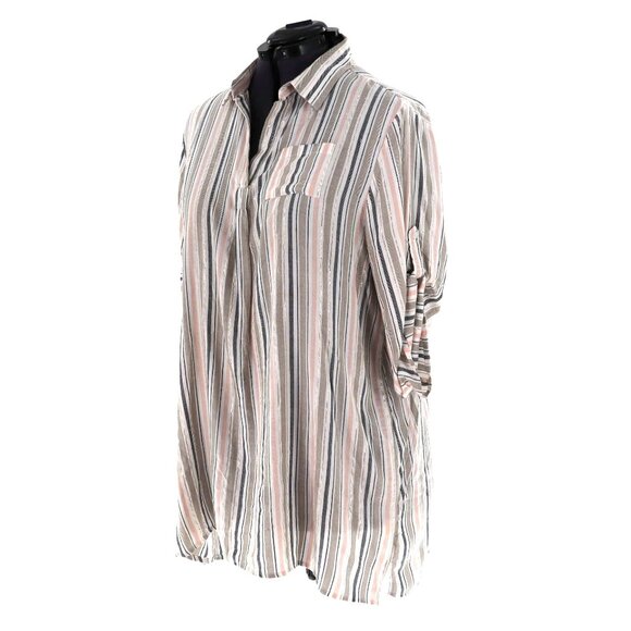 Boho Me Stripe Collared Shirtdress Women 1X Coastal Grandma Bohemian Resort Wear - Picture 13 of 13